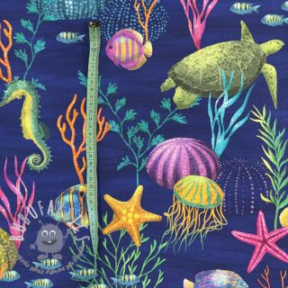 Tessuto decorativo premium Underwater sea life digital print