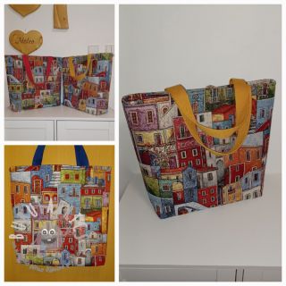 Tessuto decorativo GOBELIN PREMIUM Happy colourful village