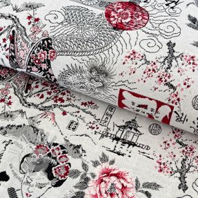 Tessuto decorativo jacquard Akita blanc