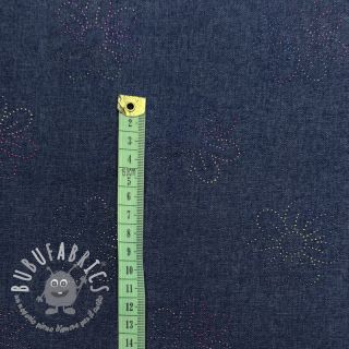 Tessuto di cotone JEANS FOIL Flowers
