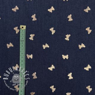 Tessuto di cotone JEANS FOIL Butterfly dark blue