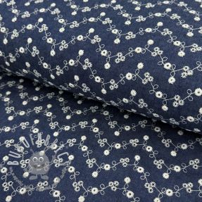 Tessuto di cotone JEANS Embroidery dark blue