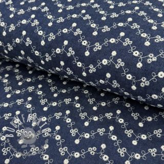 Tessuto di cotone JEANS Embroidery dark blue