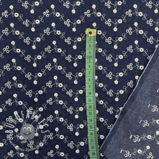 Tessuto di cotone JEANS Embroidery dark blue