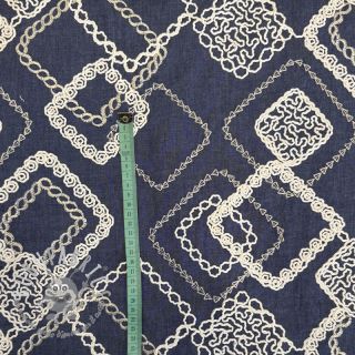 Tessuto di cotone JEANS EMBROIDERY Square dark blue