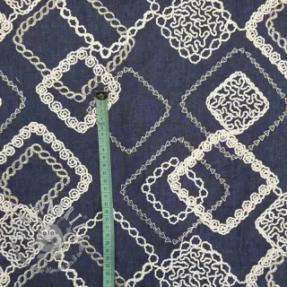 Tessuto di cotone JEANS EMBROIDERY Square dark blue