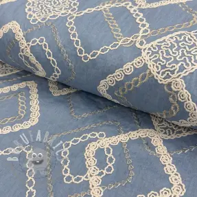 Tessuto di cotone JEANS EMBROIDERY Square light blue