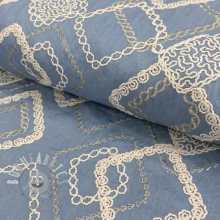 Tessuto di cotone JEANS EMBROIDERY Square light blue
