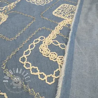 Tessuto di cotone JEANS EMBROIDERY Square light blue
