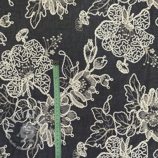 Tessuto di cotone JEANS EMBROIDERY Bouquet black