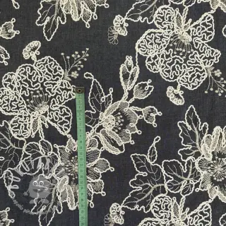 Tessuto di cotone JEANS EMBROIDERY Bouquet black