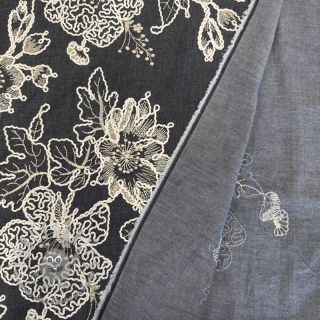 Tessuto di cotone JEANS EMBROIDERY Bouquet black