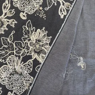 Tessuto di cotone JEANS EMBROIDERY Bouquet black