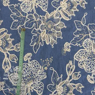 Tessuto di cotone JEANS EMBROIDERY Bouquet blue