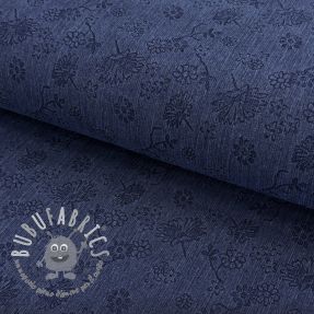 JEANS 9,5 OZ Embossed Flowers dark blue