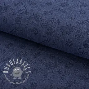 JEANS 9,5 OZ Embossed Flowers dark blue