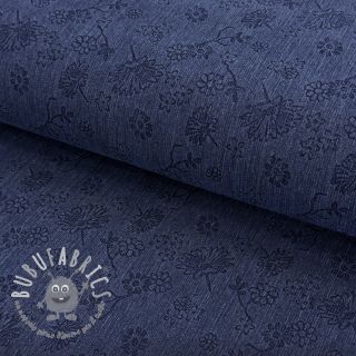 JEANS 9,5 OZ Embossed Flowers dark blue