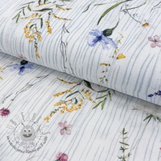 Mussola/Doppia garza French flowers blue digital print