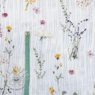Mussola/Doppia garza French flowers blue digital print