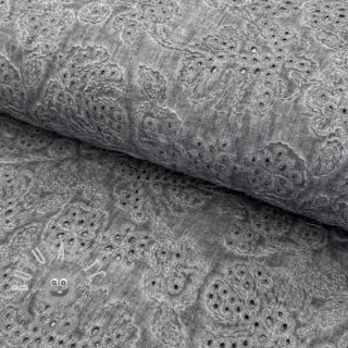 Tessuto di cotone VOILE EMBROIDERY Vintage dark grey