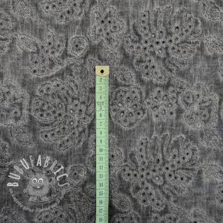 Tessuto di cotone VOILE EMBROIDERY Vintage dark grey