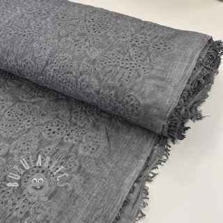 Tessuto di cotone VOILE EMBROIDERY Vintage dark grey