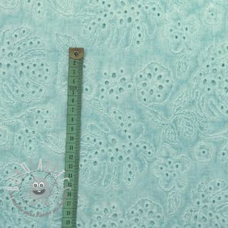 Tessuto di cotone VOILE EMBROIDERY Vintage aqua