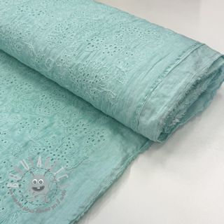 Tessuto di cotone VOILE EMBROIDERY Vintage aqua