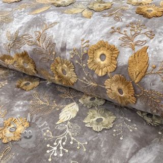 Tessuto di cotone TIE DYE EMBROIDERY Poppy design F