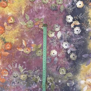 Tessuto di cotone TIE DYE EMBROIDERY Poppy design E