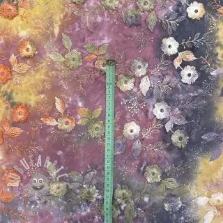 Tessuto di cotone TIE DYE EMBROIDERY Poppy design E