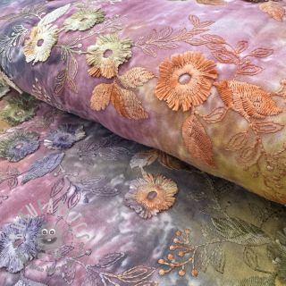 Tessuto di cotone TIE DYE EMBROIDERY Poppy design E