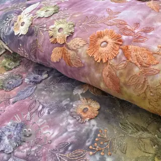 Tessuto di cotone TIE DYE EMBROIDERY Poppy design E