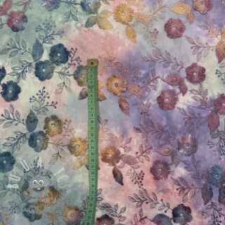 Tessuto di cotone TIE DYE EMBROIDERY Poppy design C