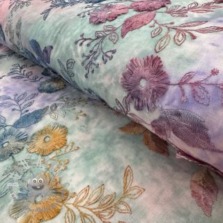 Tessuto di cotone TIE DYE EMBROIDERY Poppy design C