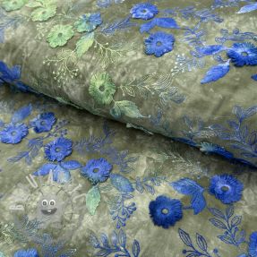 Tessuto di cotone TIE DYE EMBROIDERY Poppy design B