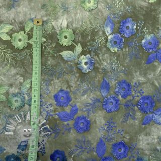 Tessuto di cotone TIE DYE EMBROIDERY Poppy design B