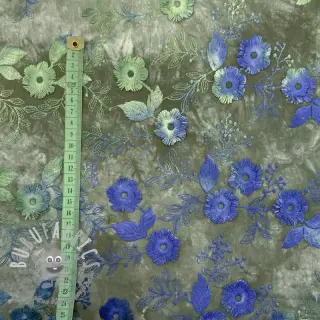 Tessuto di cotone TIE DYE EMBROIDERY Poppy design B