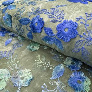 Tessuto di cotone TIE DYE EMBROIDERY Poppy design B