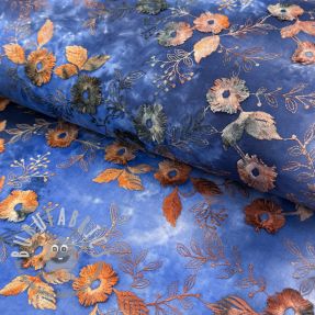 Tessuto di cotone TIE DYE EMBROIDERY Poppy design D