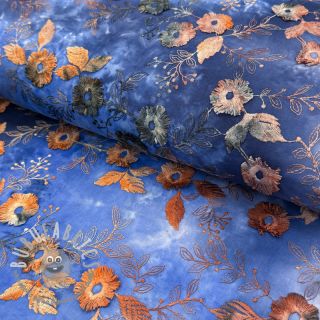 Tessuto di cotone TIE DYE EMBROIDERY Poppy design D