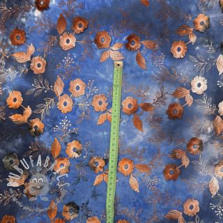 Tessuto di cotone TIE DYE EMBROIDERY Poppy design D