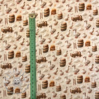 Mussola/Doppia garza Little farm animals design C digital print