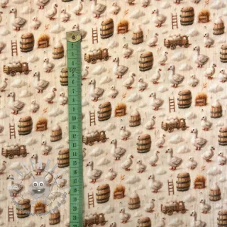 Mussola/Doppia garza Little farm animals design C digital print