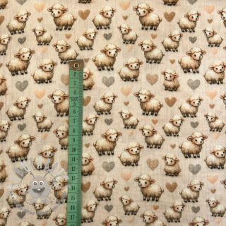 Mussola/Doppia garza Little farm animals design A digital print