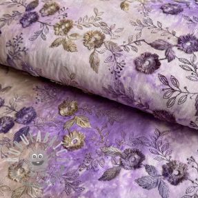 Tessuto di cotone TIE DYE EMBROIDERY Poppy design J