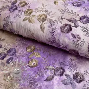 Tessuto di cotone TIE DYE EMBROIDERY Poppy design J