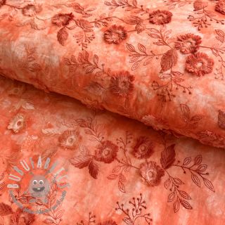 Tessuto di cotone TIE DYE EMBROIDERY Poppy design H