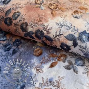Tessuto di cotone TIE DYE EMBROIDERY Poppy design I