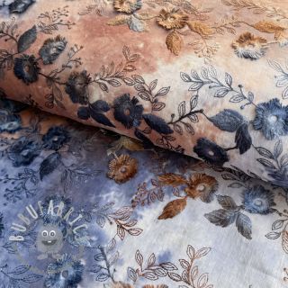 Tessuto di cotone TIE DYE EMBROIDERY Poppy design I